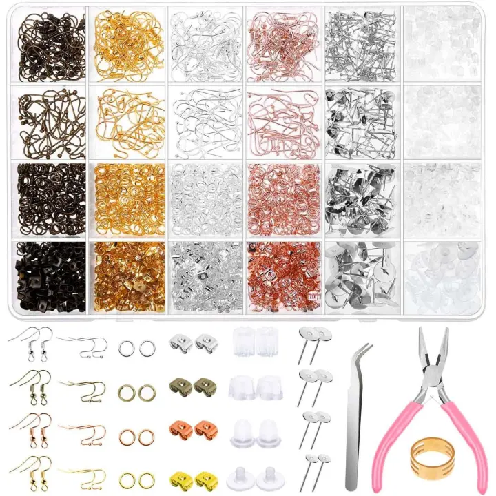 Earring Making Kit, Shynek 2343pcs Earring Making Supplies with Earring Hooks, Jump Rings, Earring Posts, Earring Backs and Jewelry Pliers Tools for - 1
