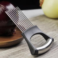 Soporte De Desechador De Cebollas En Acero Inoxidable Auxiliar De Corte De Verduras Y Tomates Gadgets De Cocina Herramienta Para Quesos - details 4