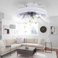 Ventilador de techo con luz, soporta mando APP y mando a distancia, 33cm 55W cabeza ventiladores de techo, rotación reversible con 6 velocidades 3 temperatura de color para dormitorio, estar (Blanco) - details 1