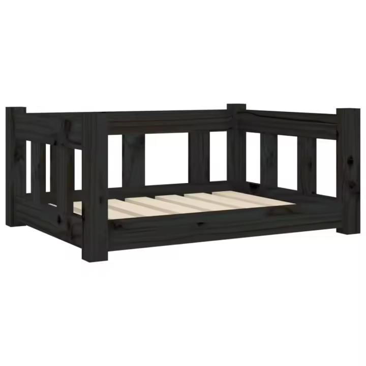 Cama para Perros Madera maciza de Pino Negro 65,5x50,5x28 cm - 1