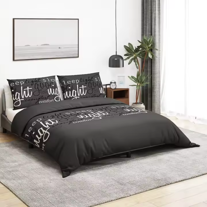 Juego de funda nórdica algodón negro 200x200 cm - 1