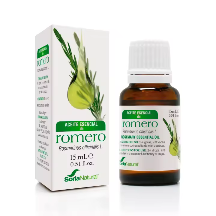Aceite Esencial Romero Soria Natural – Con Rosmarinus officinalis L. - Propiedades Terapéuticas - Frasco con gotero de 15 ml. - 1