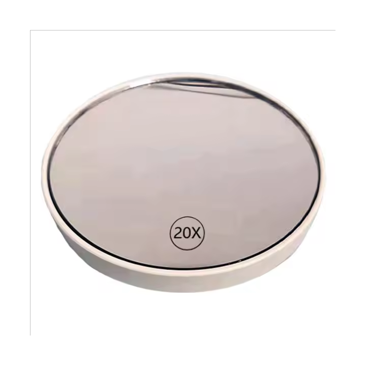 Espejo de maquillaje antiniebla con ventosa, espejo de tocador de mano con mango, 20X - 1