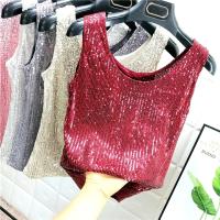 Chaleco De Noche Con Lentejuelas Para Mujer Estilo De Calle Blanca Brillante Poliéster Talla Regular Top De Verano 2022 - details 18