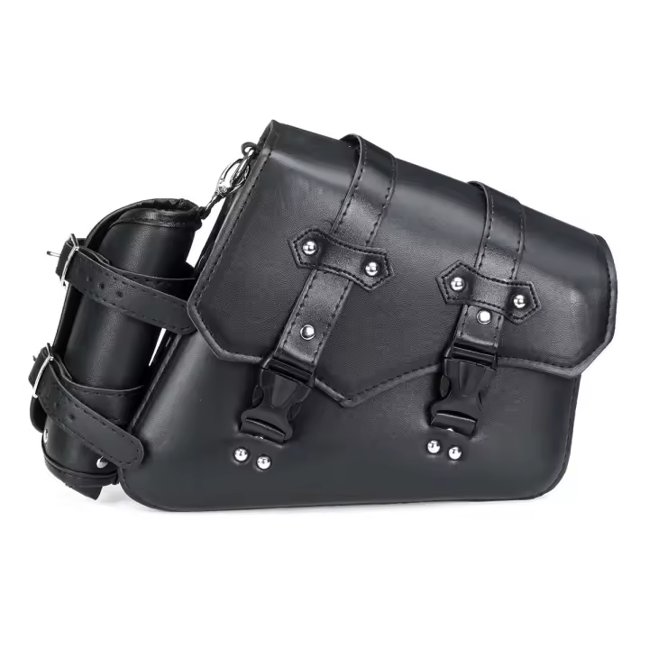 Bolsas De Silla Para Motocicleta De Cuero PU Con Portabotellas Impermeable Universal Para Cruiser Custom Cafe Racer Equipaje - 1