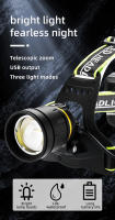 Linterna Frontal LED Potente Con 36 Núcleos XHP360 Para Pesca Y Camping Con Zoom Telescópico Luz Para Camping Impermeable Con Batería De Litio - details 1