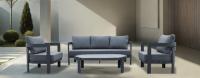 Conjunto de Terraza de Aluminio Gris | Mesa  duradera con Tablero de Piedra Sincronizada |Ideal para 5 Personas - details 1
