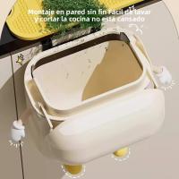 Cesta De Basura Colgante Para Cocina Y Baño Hecha De Plástico ABS Duradero Fácil De Limpia Cubierta Superior Previene Olores - details 3