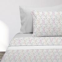 Manterol - Juego de sábanas estampado geométrico laberinto. Calidad 50% Algodón 50% Poliéster. Incluye bajera ajustable, encimera y fundas de almohada. Sábana de verano con diseño moderno. - details 1