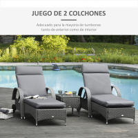 Outsunny Pack 2 Cojines para Tumbona 196x55x8 cm Colchoneta para Tumbona Acolchado Colchón para Silla de Jardín Terraza Balcón Gris - details 3