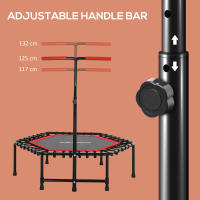 SPORTNOW Trampolín de Fitness 114x114x132 cm Cama Elástica Fitness con Mango Ajustable de 3 Niveles Marco de Acero para Entrenamiento Piernas Cuerpo en Hogar Oficina Gimnasio Rojo - details 9
