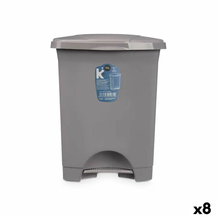 Papelera con Pedal Gris Plástico 10 L (8 Unidades) - 1
