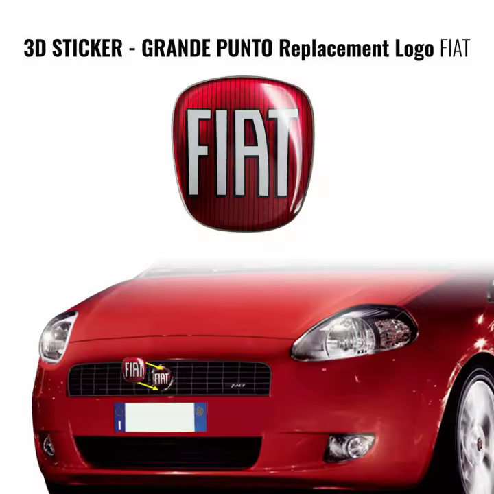 4R Quattroerre.it Fiat Logo Reemplazo Pegatina 3D para Gran Punto Delantero + Trasero - Italia - 1