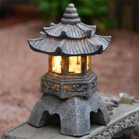 Estatua De Pagoda Solar Para Jardín Exterior Decoración Zen Con Luz LED Saltarina Luces De Jardín De Resina Estilo Japonés - details 6