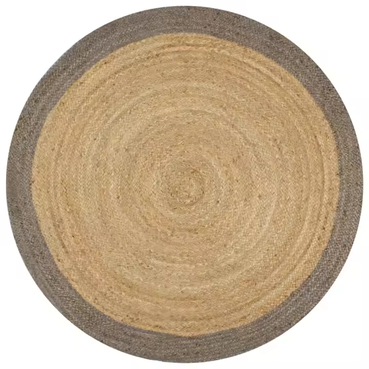 vidaXL Alfombra hecha a mano de yute con borde gris 90 cm - 1