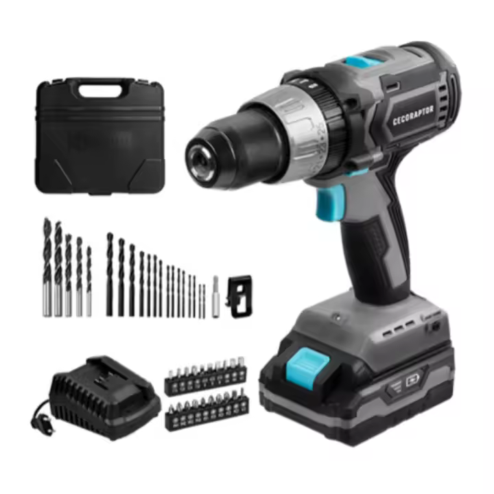 Taladro atornillador perforador con batería de 20 V y 2.000 mAh, motor DC 775, velocidad sin carga de 0-400 / 0-1. - 1