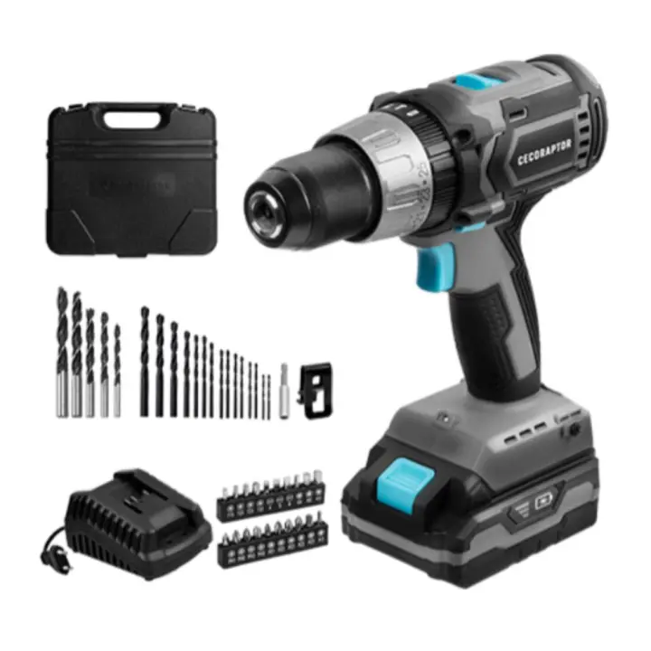 Taladro atornillador perforador con batería de 20 V y 2.000 mAh, motor DC 775, velocidad sin carga de 0-400 / 0-1. - 1