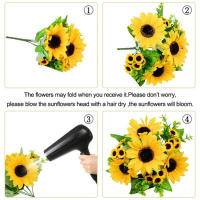 Busto De Girasoles Artificiales 13 Cabezas Flor Real Toque Para Jardín Fiesta De Boda Casa Exposición Perfecto - details 9