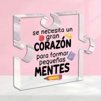 Placa De Agradecimiento Para Maestro En Acrílico "Se Necesita Un Gran Corazón" Regalo Para Profesor Motivacional 2D Plano - details 0