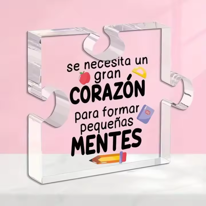 Placa De Agradecimiento Para Maestro En Acrílico "Se Necesita Un Gran Corazón" Regalo Para Profesor Motivacional 2D Plano - 1