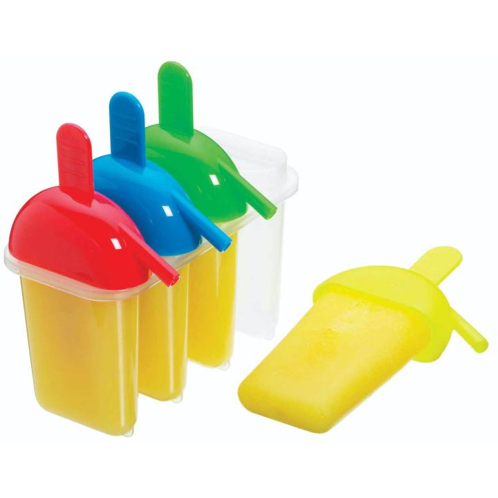 KitchenCraft Molde para Polos de Hielo con 4 Asas, Plástico sin BPA, Multicolor