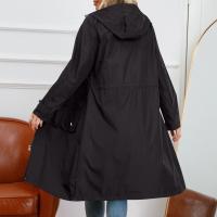 Abrigo De Trench Para Mujer Con Capucha Y Mangas Largas De Color Sólido Estilo Británico Elegante Con Rayas Y Chaqueta Recta Impermeable Para Todas Las Estaciones - details 39