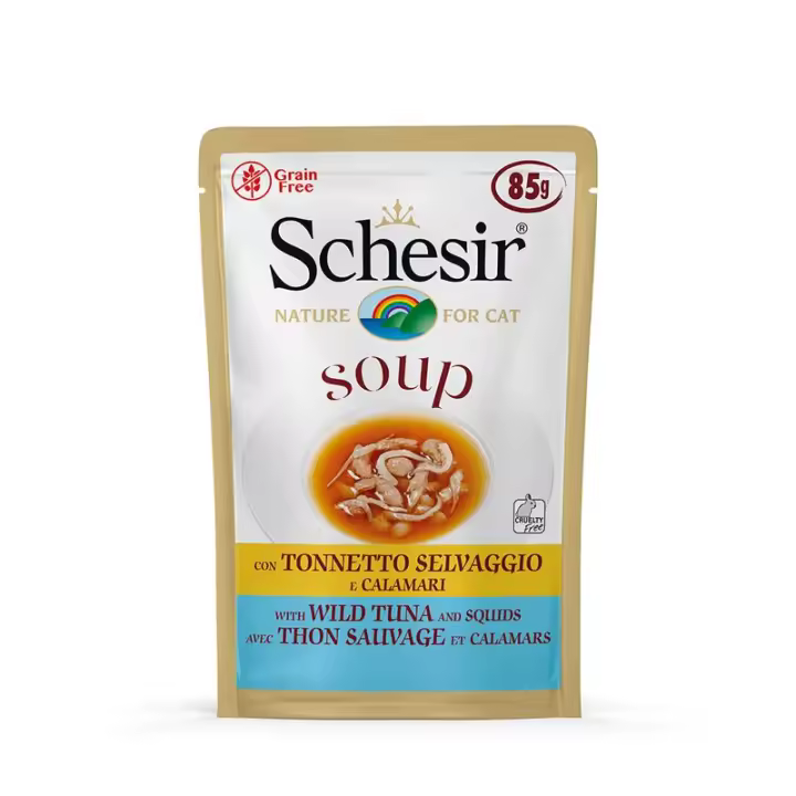 Schesir Soup Atún Salvaje y Calamar Sobres Comida Húmeda para Gatos - 20 unidades x 85gr - 1