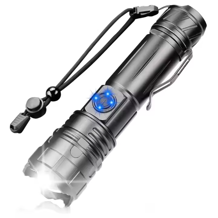 Linterna táctica LED de luz fuerte para exteriores, pequeña y práctica, con clip para bolígrafo, iluminación de emergencia, zoom, linterna de largo alcance - 1
