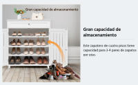Mueble Zapatero de 2 Puertas Armario de 4 Niveles para Zapatos Mueble Auxiliar con Cajón y Estantes Ajustables para Entrada de Salón 78 x 37 x 86 cm Blanco - details 2
