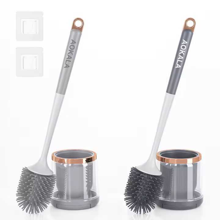 Silicone Toilet Brush SetToilet Bowl Brush and Holder with Tweezers Long Handle for Bathroom Deep Cleaning - 1