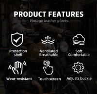 Guantes De Motocicleta De Cuero Genuino MJMOTO Verano Transpirables Con Dedos Completos Guantes De Conducción Retro Para Teléfono Móvil Para Hombres - details 1