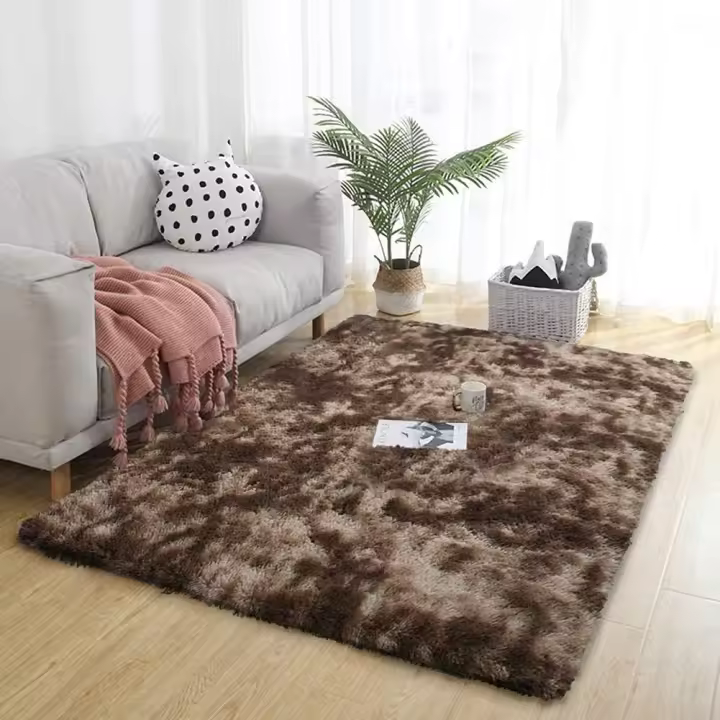 Alfombra De Dormitorio Alfombras Modernas De Sala De Estar Alfombra Peluda Suave Y Mullida Alfombra Extra Suave Y Cómoda Alfombra Gruesa Mullida Antideslizante para Interiores para Sala De Estar (Marrón Blanco, 80*200cm)-Sunny - 1