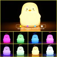 Lámpara Nocturna De Pinguino Lindo En Silicona Toque Multicolor LED Recargable USB Protección Para Los Ojos Para El Hogar Y Jardín - details 2