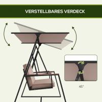 Swing Banco Columpio de 3 plazas con cojeos y Techo regulable, peso 300 kg color CAFI 205x130x175 cm, para Jardines y Terrazas - details 2