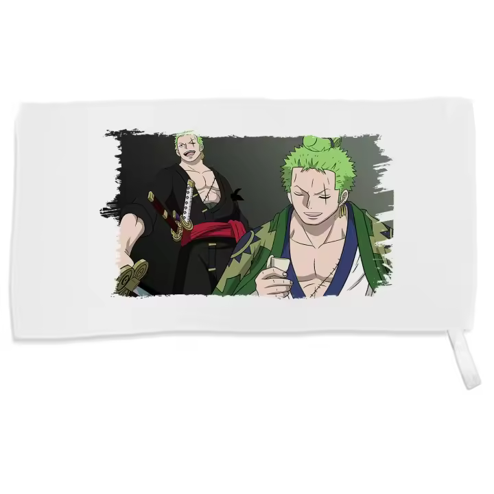 MERCHANDMANIA TOALLA PEQUEÑA ABSORBENTE zoro roronoa wano samurai kuina katana suave personalizada con cinta elastica - 1