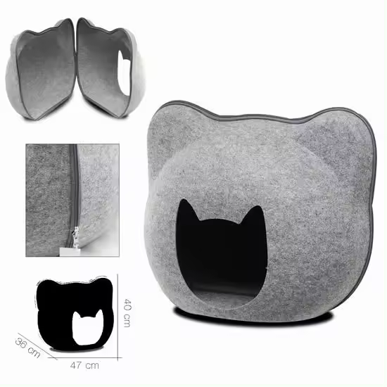 Cama para gatos 47x36x40cm GRIS - Cómoda y Acogedora Cama para Gatos de Tamaño Ideal en Color Gris Platz K9 S.L. - 1