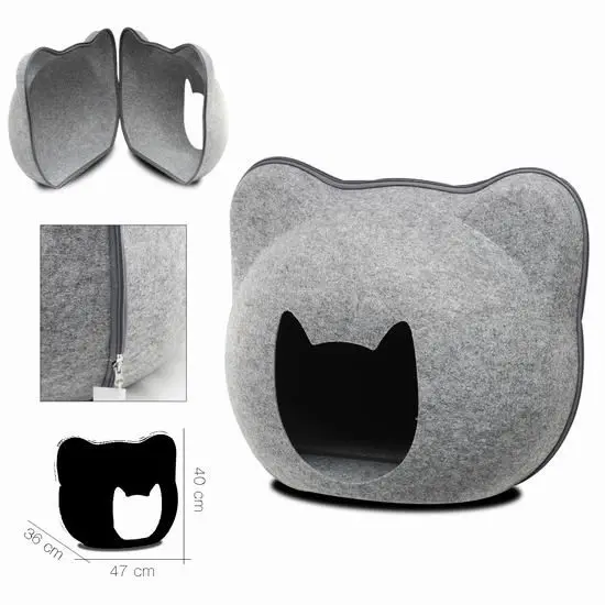 Cama para gatos 47x36x40cm GRIS - Cómoda y Acogedora Cama para Gatos de Tamaño Ideal en Color Gris Platz K9 S.L. - 1
