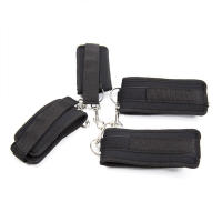Juego de puños de cuero suave, correas ajustables para cinturón de ejercicio físico de mano, muñeca y tobillo, patrón de red-negro - details 2