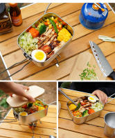 Caja Bento De Acero Inoxidable 900ML Con Tapa De Madera Para Camping Picnic Pesca Al Aire Libre Soporte Para Tetera Y Tabla De Cortar - details 3