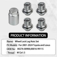 Juego De Tornillos De Bloqueo De Rueda Antirrobo 33MM/44MM Altura Con 4Tornillos + 1Llave M12x1.5 Para Toyota Lexus PT27648100 - details 2