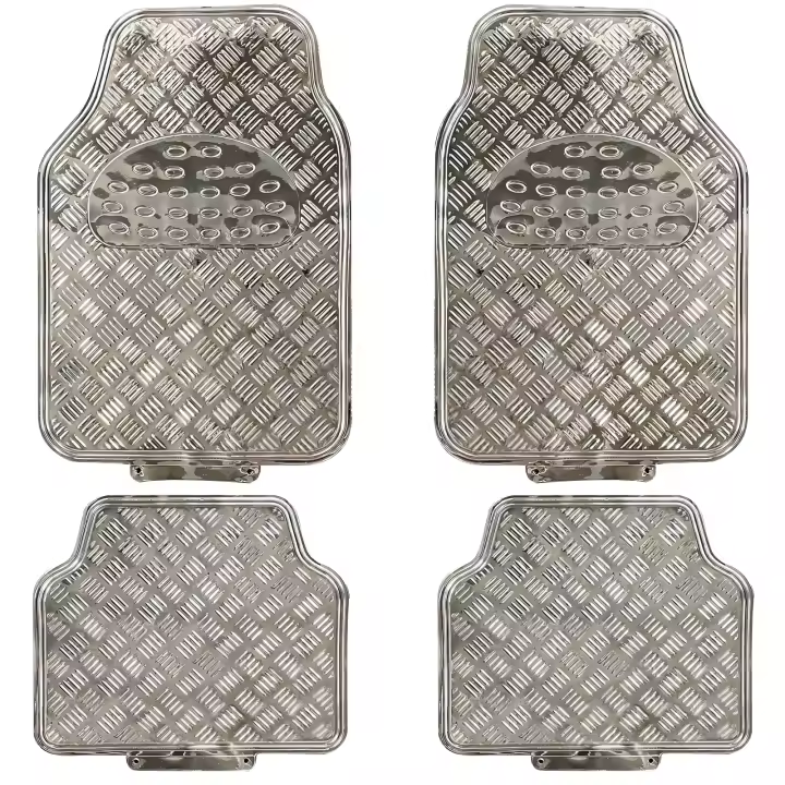Enerfero-Juego de Alfombrillas Coche Antideslizante 4Pcs Diseño Metálico Universal Color Negro,Azul,Carbon y Plata - 1