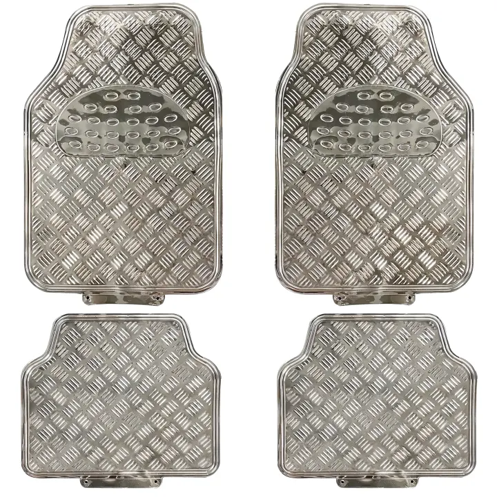 Enerfero-Juego de Alfombrillas Coche Antideslizante 4Pcs Diseño Metálico Universal Color Negro,Azul,Carbon y Plata - 1