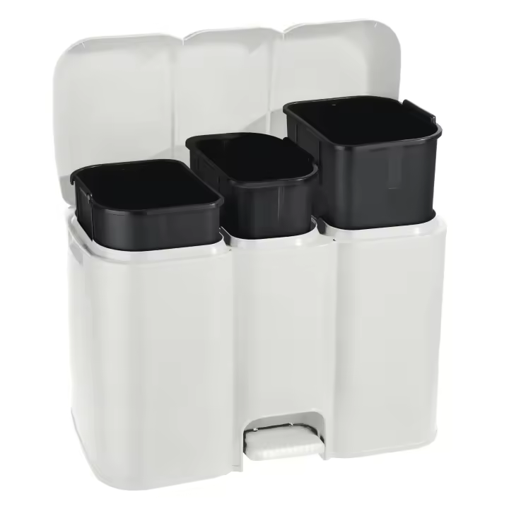 Cubo de Reciclaje Tontarelli con 3 Compartimentos Extraíbles y Lavables - 1