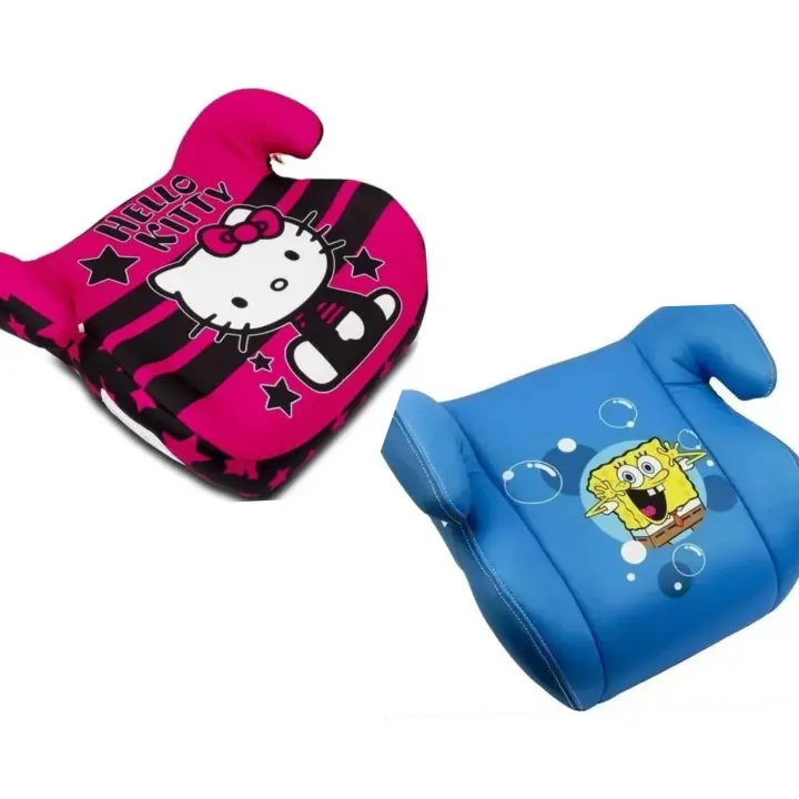 Lote de 2 alzadores infantiles para el coche universales, nuevos y HOMOLOGADOS, Hello Kitty y Bob esponja de Nickelodeon - 1