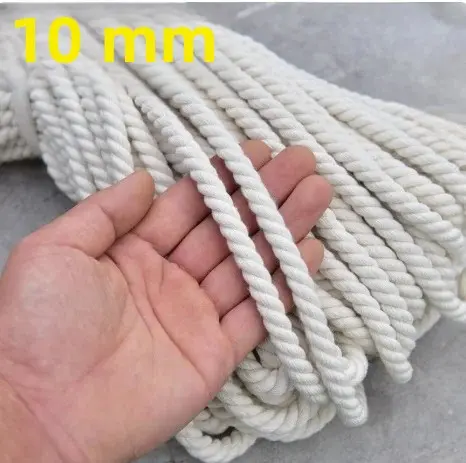 Cordón De Algodón Tejido En Tres Haces Para Manualidades Natural Beige DIY Accesorios Para Bodas Y Hogar Regalo - 1