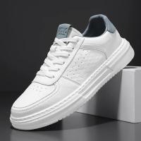 Zapatillas Casuales Para Hombre En Cuero Blanco Suela Ligera Transpirables Tenis Deportivos Para Adultos Zapatillas Hombre - details 3