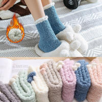 6 Pares De Calcetines De Piel De Coral Gruesa Para Mujer Medio Tobillo Para Otoño E Invierno Cómodos Y Suaves Para Dormir - details 0