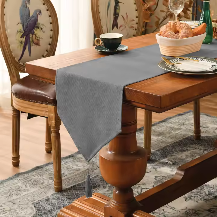 Camino de mesa para cocina, impermeable, decorativo, para fiestas, Navidad, restaurante, comedor (gris oscuro, 35 x 240 cm) - 1