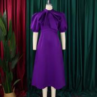 Vestido Elegante De Fiesta Para Mujer 2024 Con Cuello Con Lazo Manga Corta Cintura Alta A-Line Plisado Hasta El Tobillo Vestido De Cumpleaños - details 30