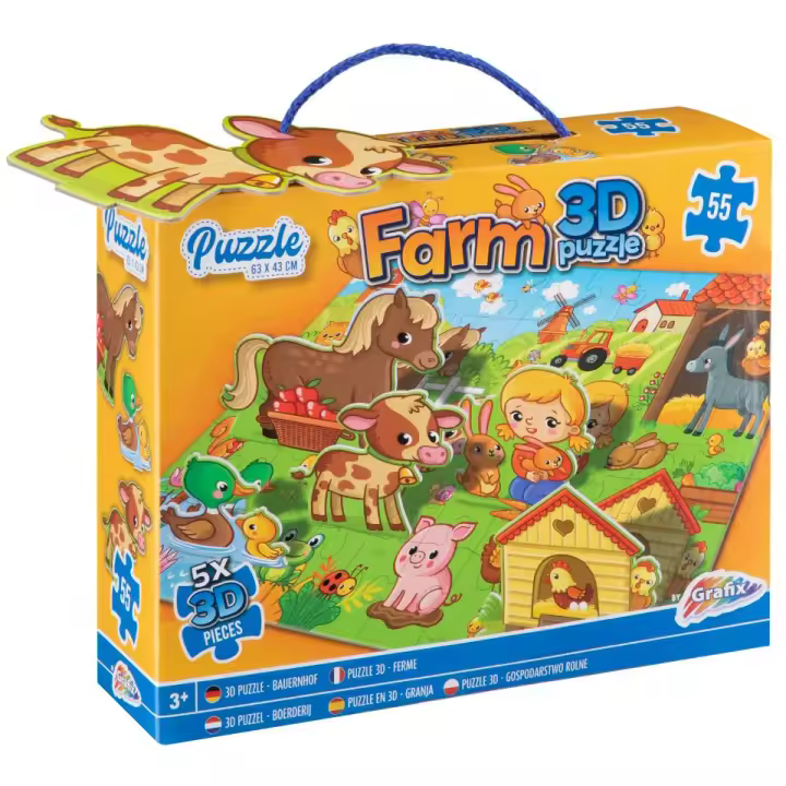 Puzzle 3D granja. 55 piezas. 63×43 cm. Grafix. Desarrollo Motriz para Niños - 1